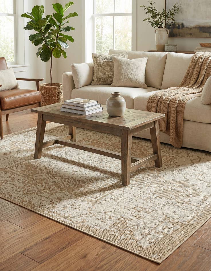 Detail image of  5' 3 x 8'  Washable Traditional Indoor / Outdoor Rug