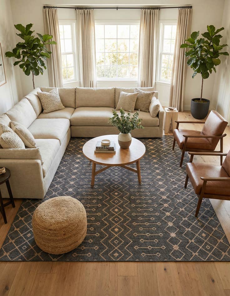 Detail image of 10' 8 x 10' 8 Easy-Clean Trellis Indoor / Outdoor Square Rug