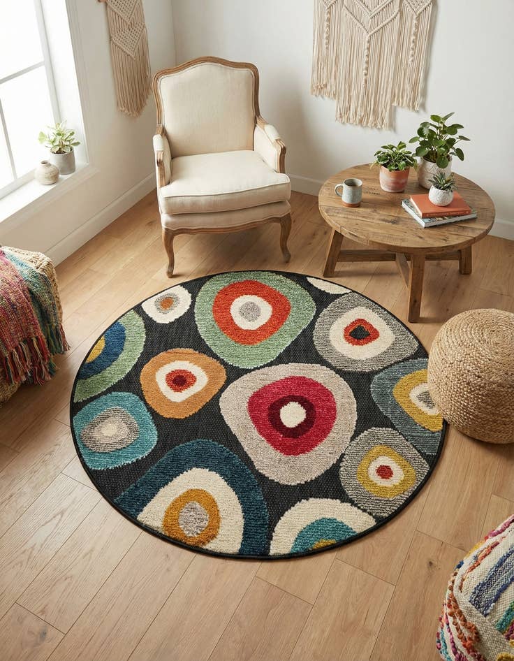 Detail image of 3' x 3' Easy-Clean Casablanca Indoor / Outdoor Round Rug