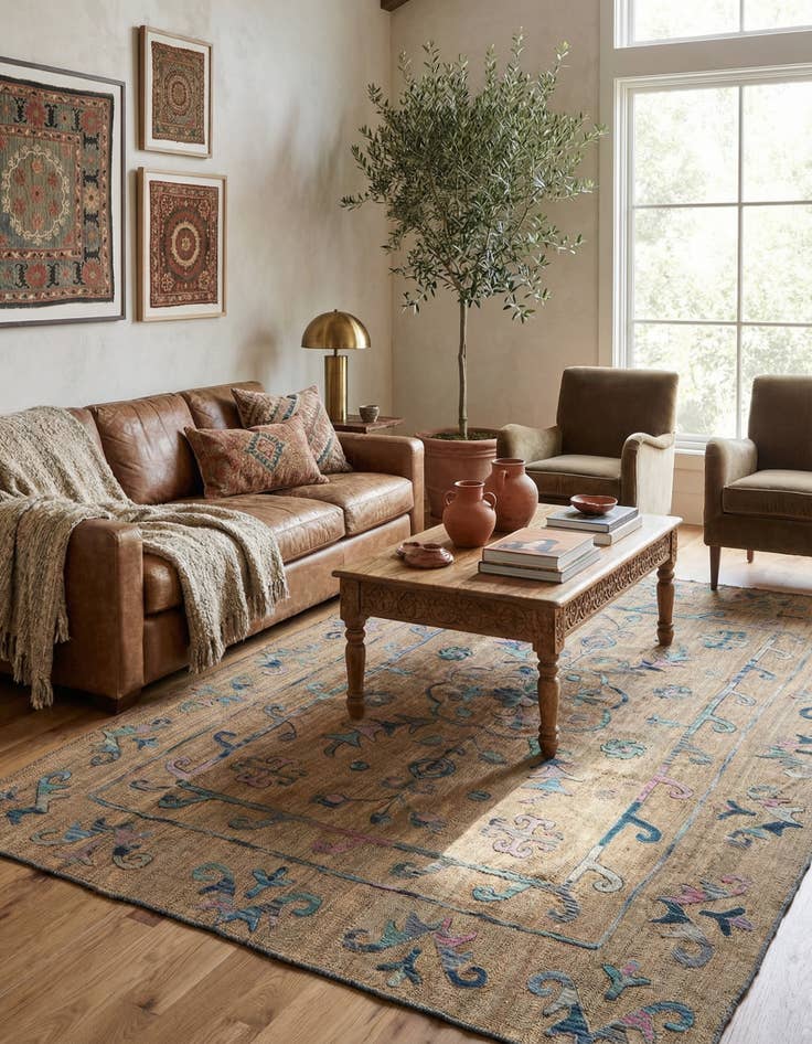 Detail image of 5' 10 x 7' 7 Hand Woven Kilim Suzani Wool Rug