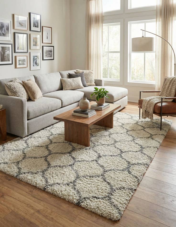 Detail image of  10' 8 x 14' Lattice Shag Rug