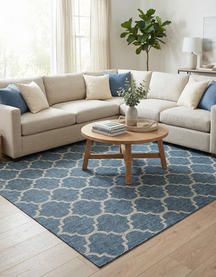 Detail image of 10' x 10'  Washable Trellis Indoor / Outdoor Square Rug