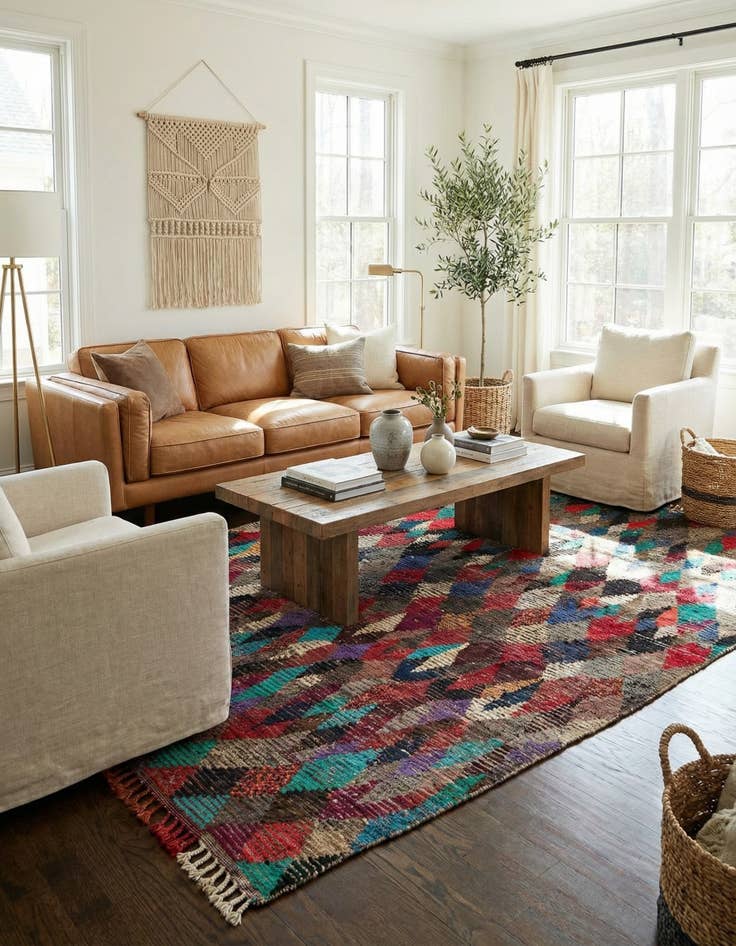 Detail image of 7' 9 x 9' 9 Hand Knotted Moroccan Wool Rug