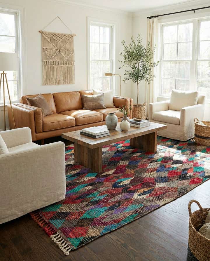 7' 9 x 9' 9 Hand Knotted Moroccan Wool Rug