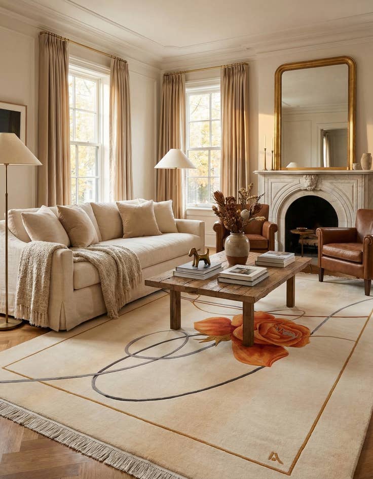 Detail image of 6' 8 x 10'  Hand Knotted Darya Wool Rug