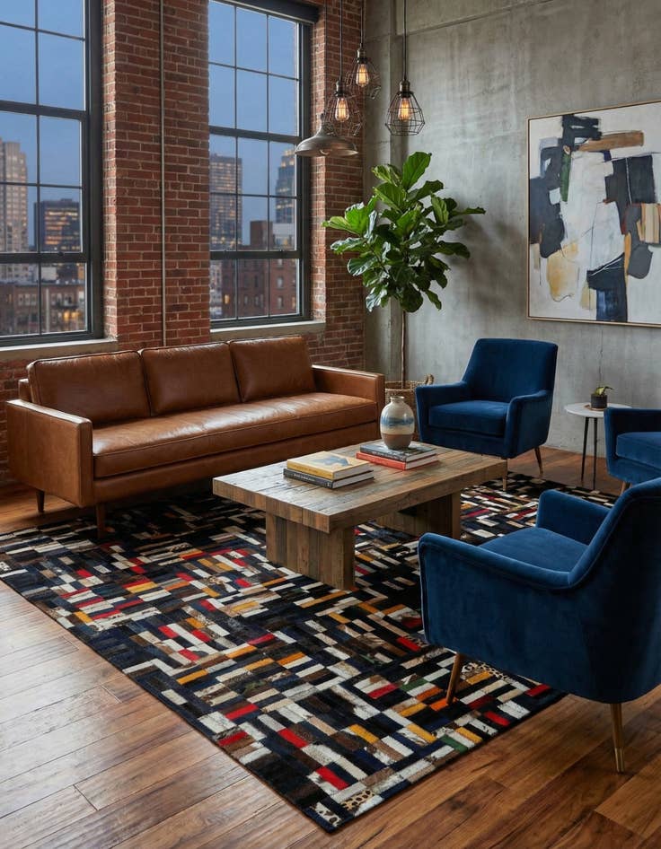 Detail image of  5' x 7' 11 Cowhide - Patchwork Rug