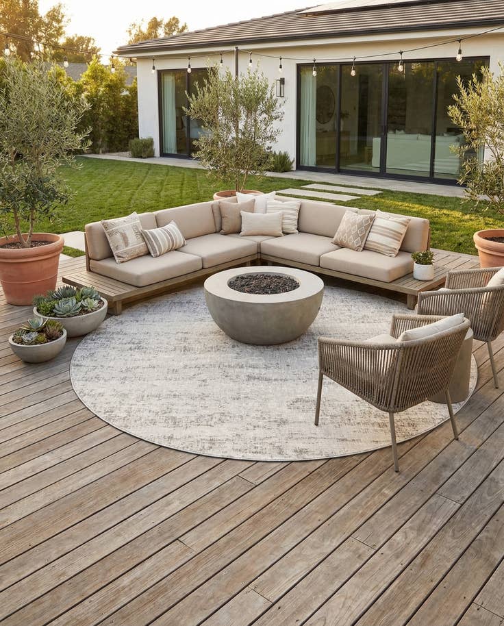 Detail image of 12' x 12' Easy-Clean Modern Indoor / Outdoor Round Rug