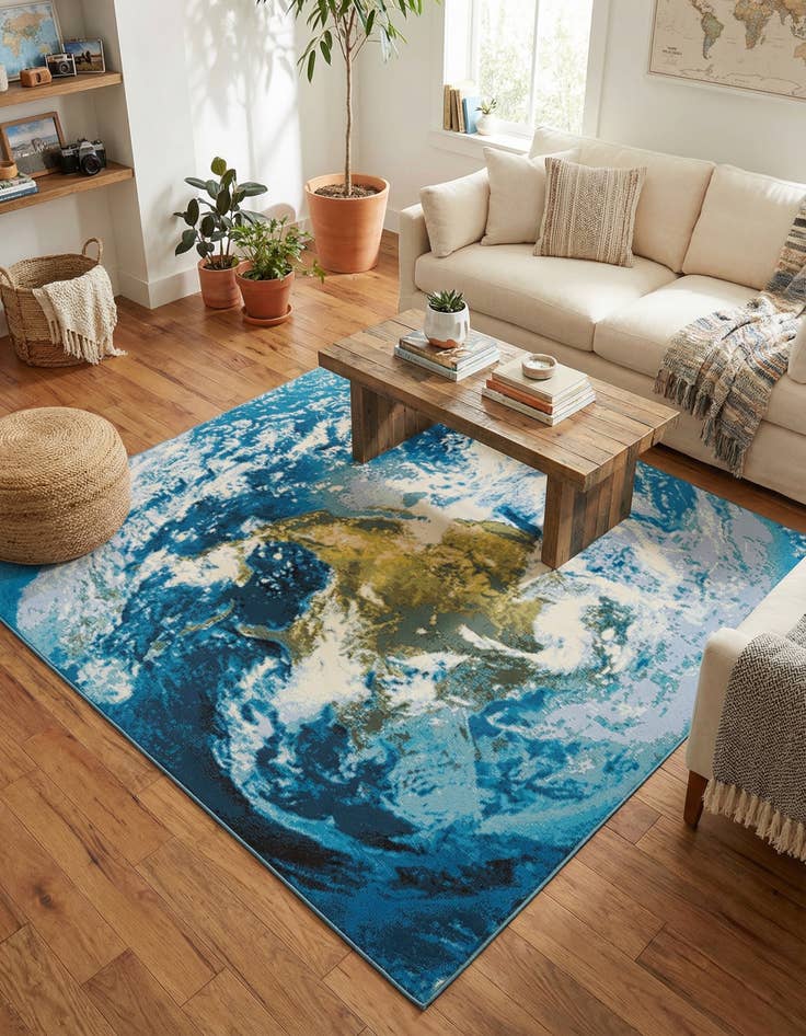 Detail image of 7' 10 x 7' 10  Washable Modern Indoor / Outdoor Square Rug