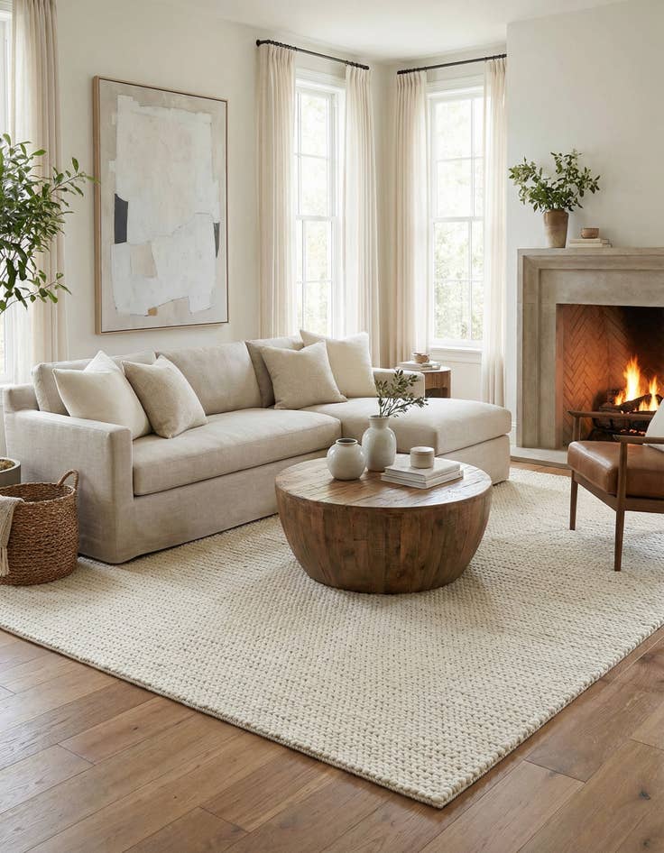 Detail image of 7' 10 x 10'  Hand Woven Lana New Zealand Wool Rug