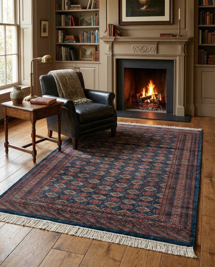 Detail image of 4' 2 x 5' 6 Hand Knotted Bokhara Oriental Wool Rug