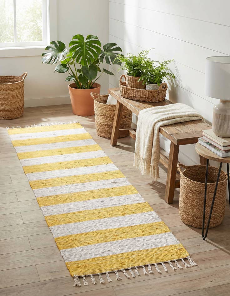 Detail image of 2' 7 x 12'  Hand Woven Chindi Rag Runner Rug