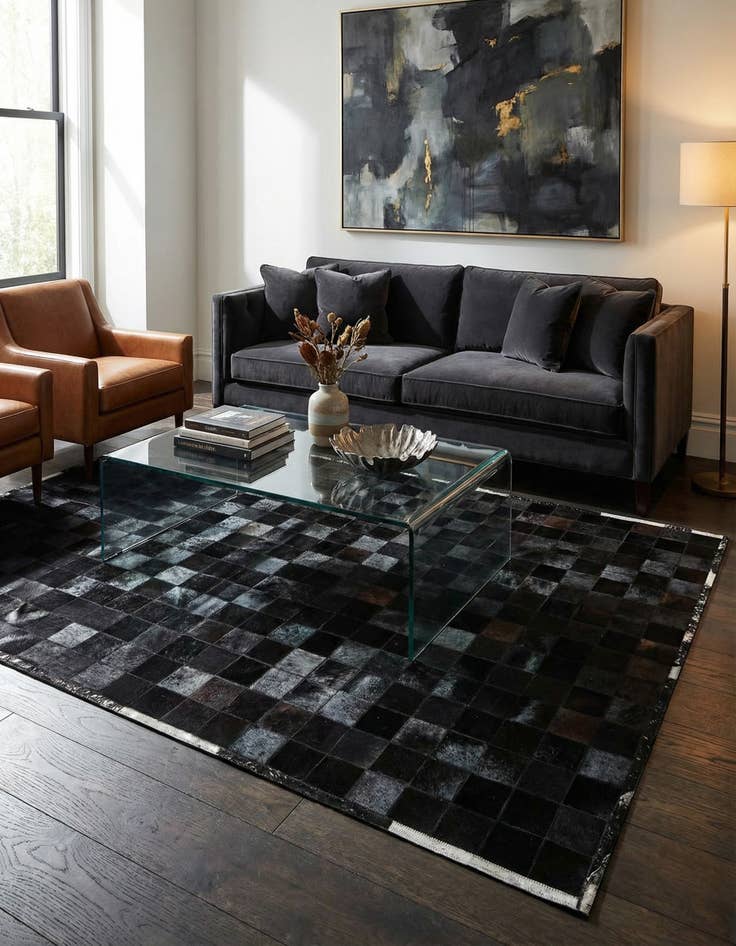 Detail image of  5' 2 x 8' 1 Cowhide - Patchwork Rug