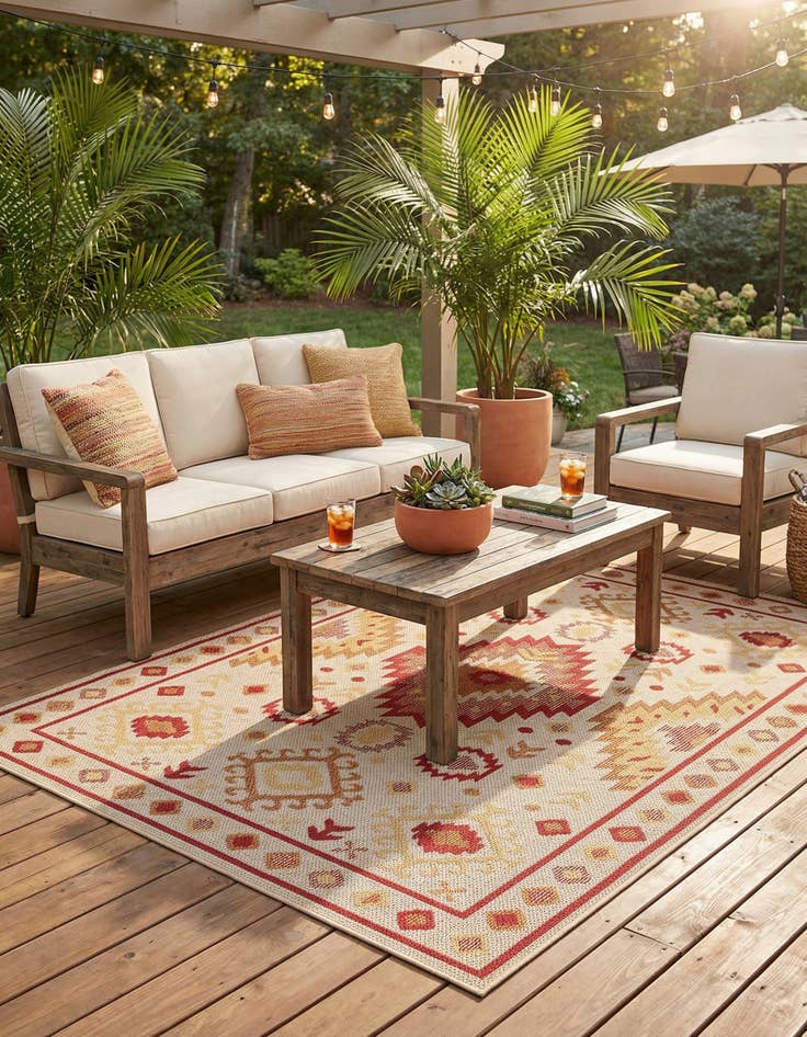 Detail image of 5' 3 x 8'  Washable Baja Indoor / Outdoor Rug