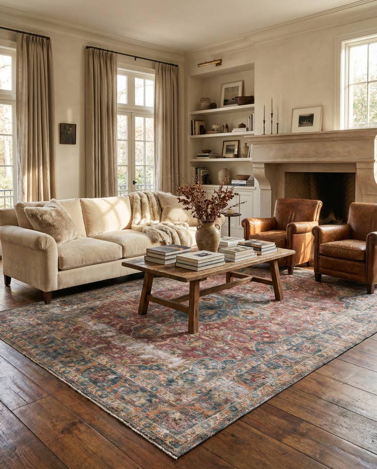 Detail image of 6' 5 x 9' 5 Hand Knotted Ultra Vintage Persian Wool Rug