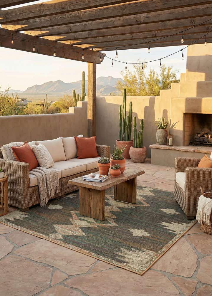 7' 10 x 7' 10 Easy-Clean Baja Indoor / Outdoor Square Rug