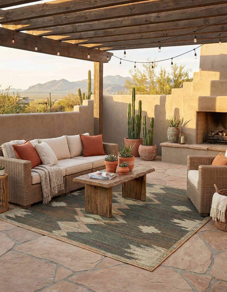 Detail image of  7' 10 x 7' 10  Washable Baja Indoor / Outdoor Square Rug