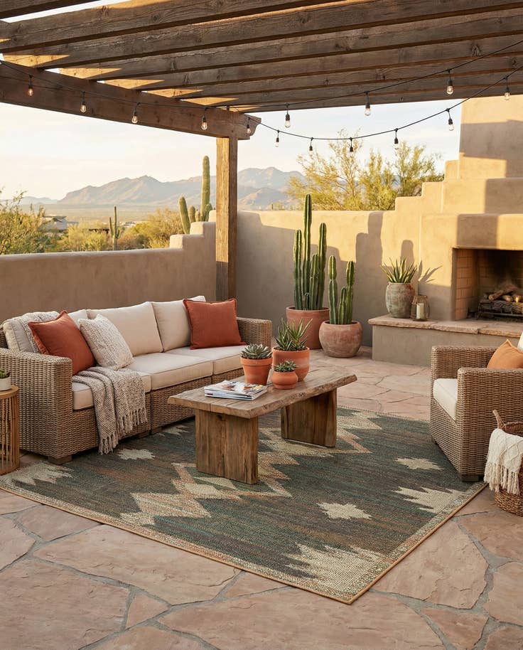 Detail image of 7' 10 x 7' 10 Easy-Clean Baja Indoor / Outdoor Square Rug