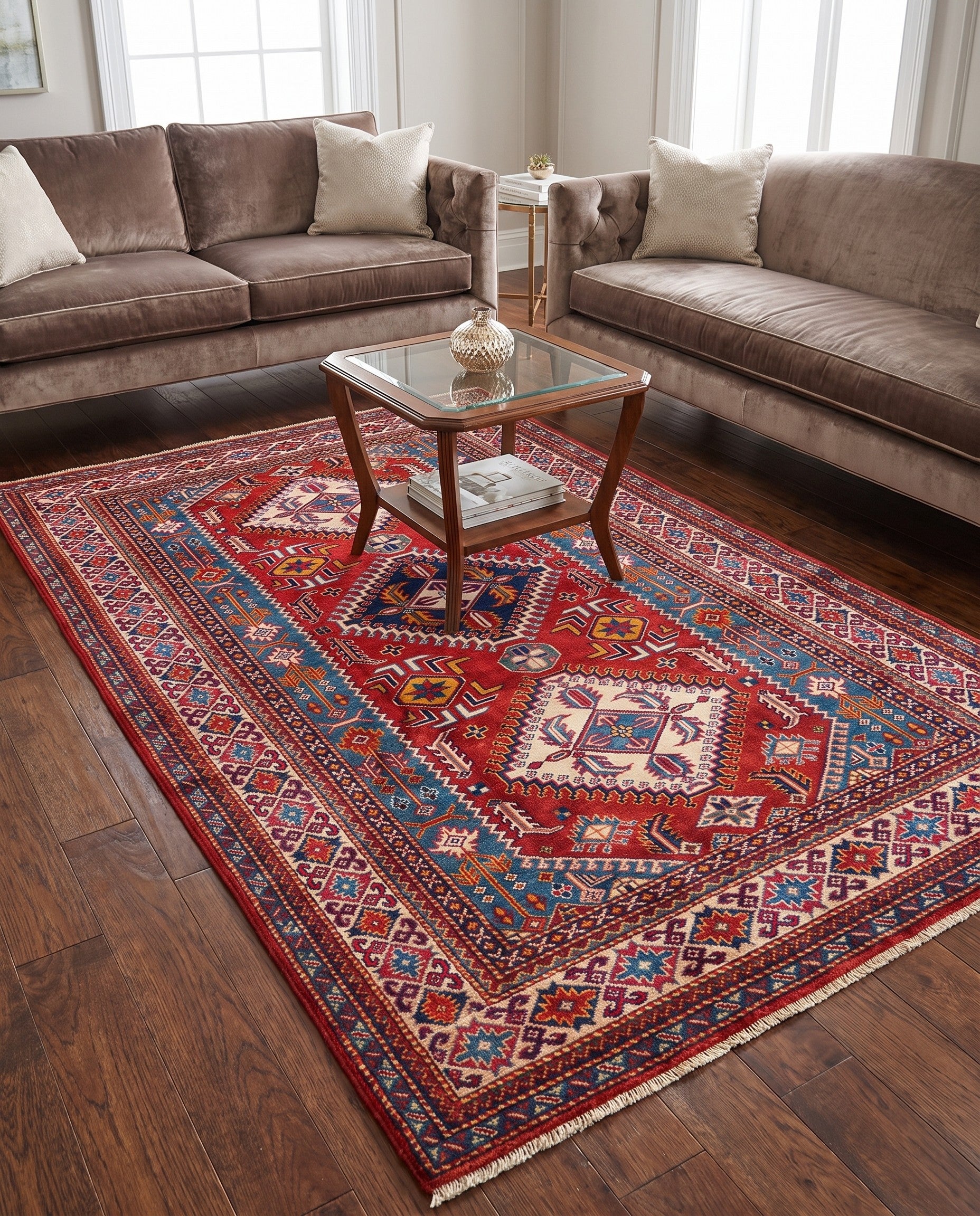 4' 2 x 6' 3 Hand Knotted Shirvan Rug