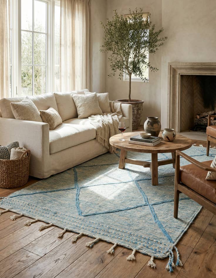 Detail image of  5' 2 x 8' 7  Hand Knotted Moroccan Wool Rug