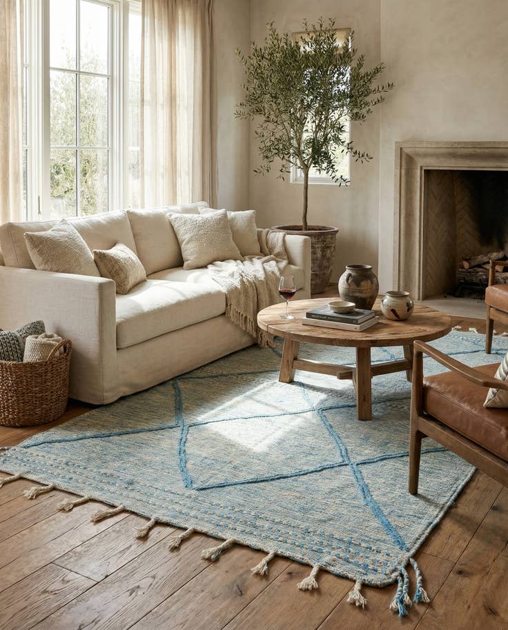 Detail image of 5' 2 x 8' 7 Hand Knotted Moroccan Wool Rug