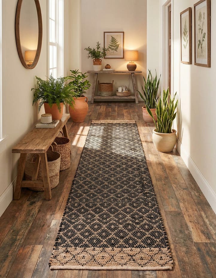2' 7 x 13' 1 Hand Woven Chindi Trellis Runner Rug