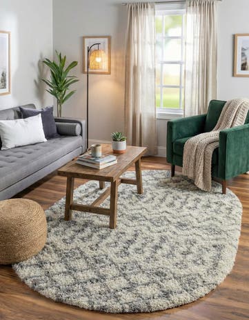 4' x 6' Moroccan Trellis Shag Oval Rug