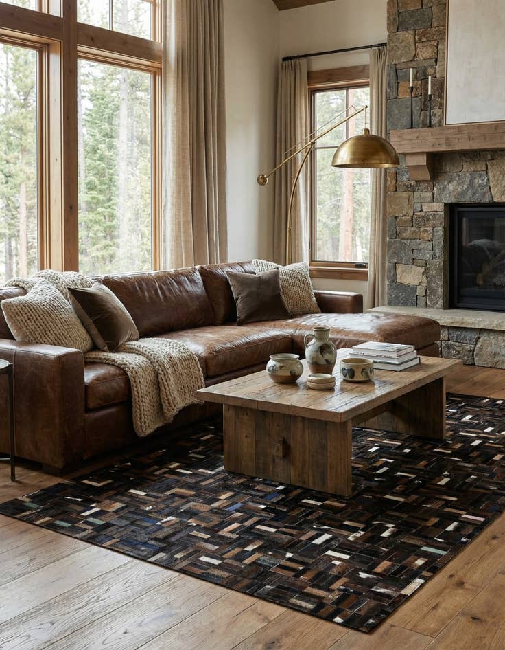 Detail image of  5' 1 x 8' Cowhide - Patchwork Rug