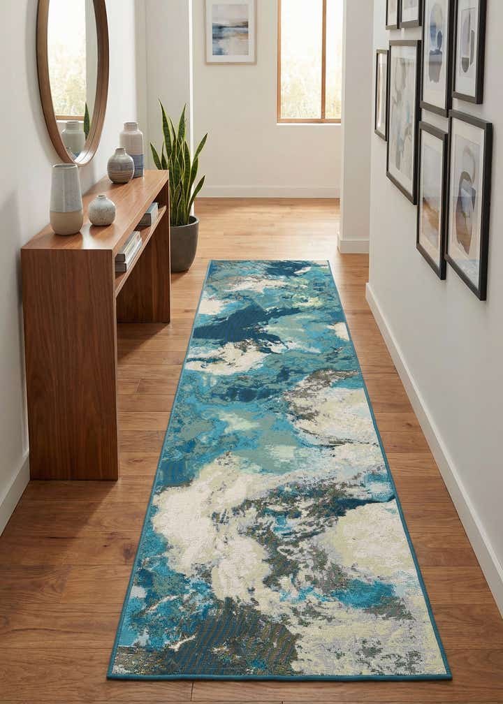 2' 7 x 10' Easy-Clean Modern Indoor / Outdoor Runner Rug