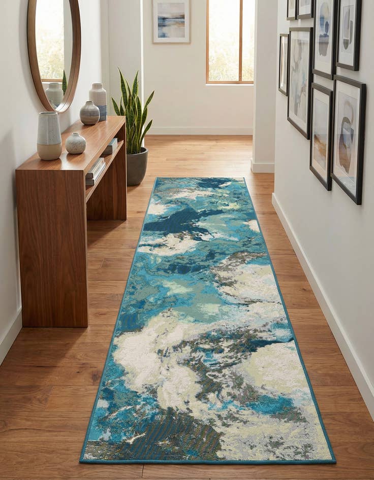 Detail image of 2' 7 x 10'  Washable Modern Indoor / Outdoor Runner Rug