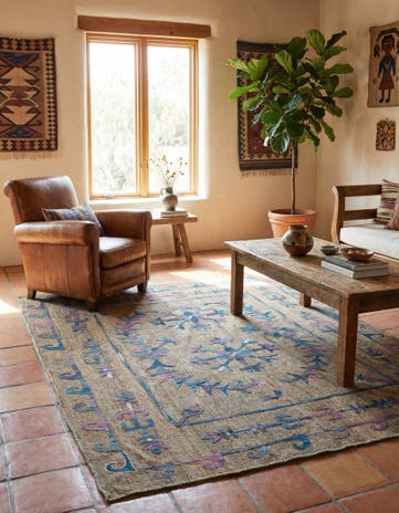 5' 9 x 7' Hand Woven Kilim Suzani Wool Rug