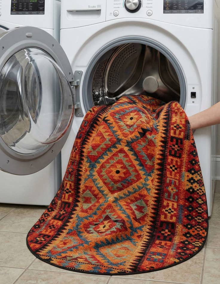 Detail image of 7' 10 x 10'  Washable Tribal Indoor / Outdoor Oval Rug