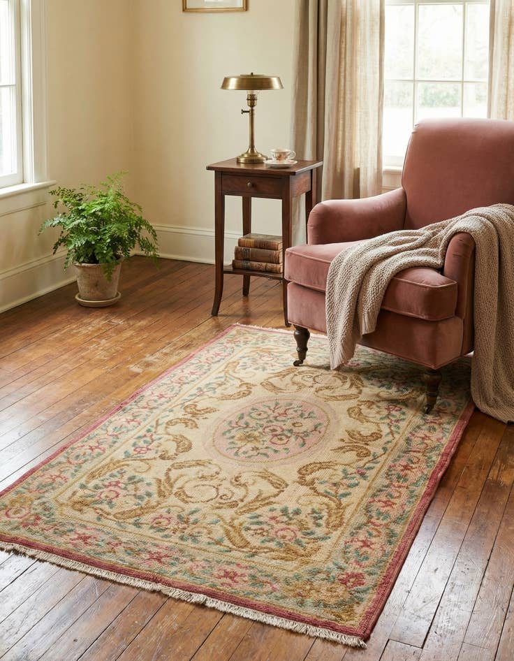 Detail image of  3' 2 x 5'  Hand Knotted Antique Finish Wool Rug