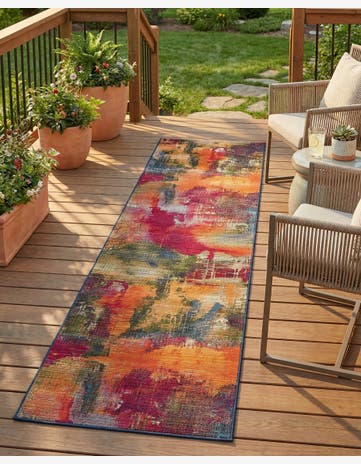 2' 7 x 11' Easy-Clean Modern Indoor / Outdoor Runner Rug