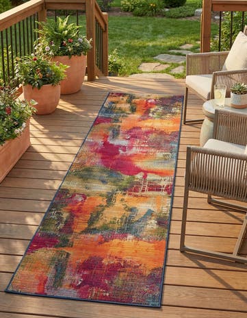 2' 7 x 11' Easy-Clean Modern Indoor / Outdoor Runner Rug
