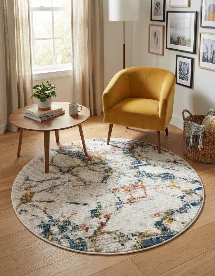 Detail image of 3' 3 x 3' 3 Gemstone Round Rug