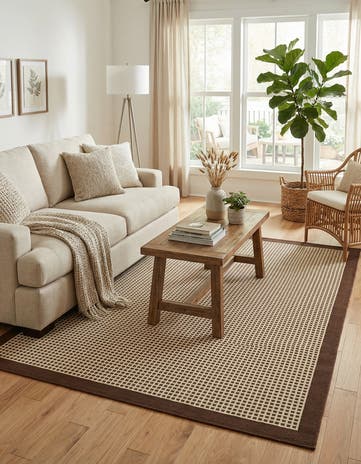 5' x 7' Easy-Clean Border Indoor / Outdoor Rug