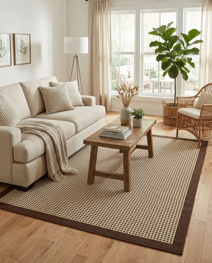5' x 7' Easy-Clean Border Indoor / Outdoor Rug