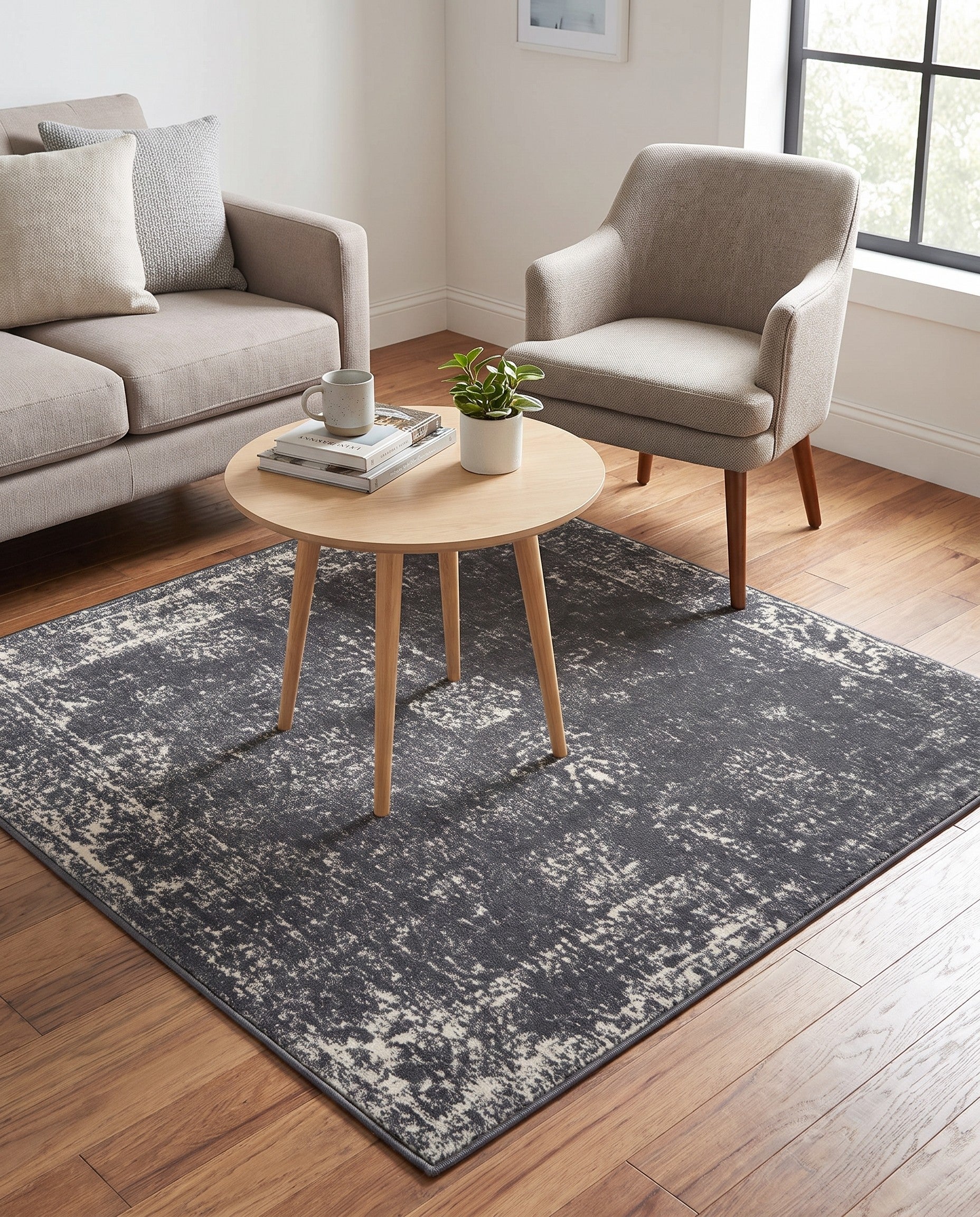 Slate Blue and Ivory Monte Carlo Square Rug