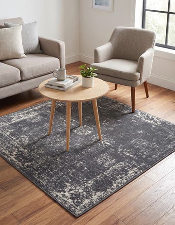 Slate Blue and Ivory Monte Carlo Square Rug