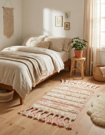 Baby Pink Hand Woven Arizona Wool Rug