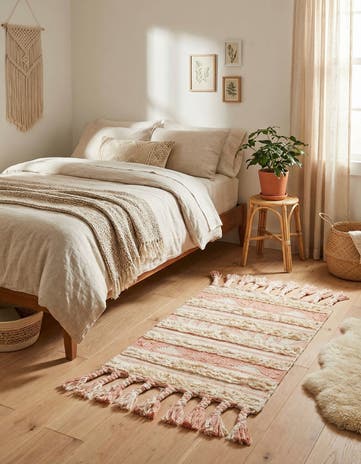 Baby Pink Hand Woven Arizona Wool Rug