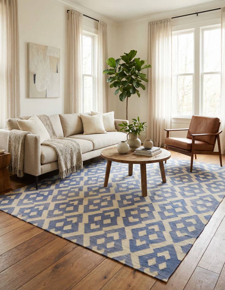 Detail image of  6' x 7' 8  Hand Woven Kilim Modern Wool Rug