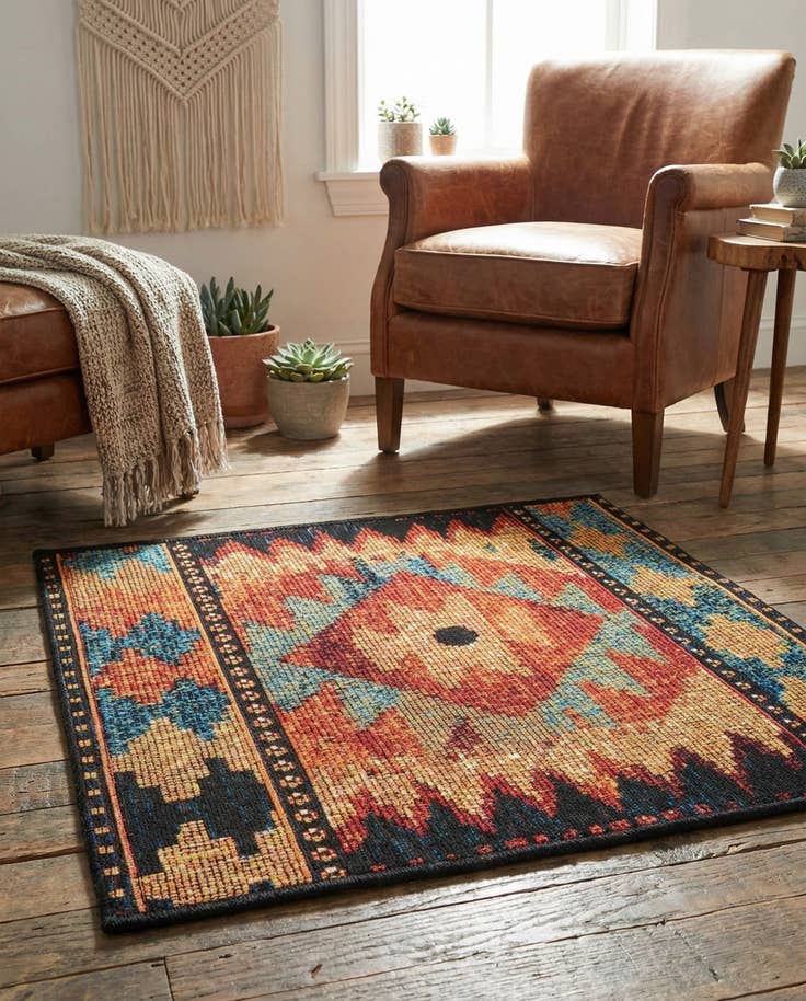Detail image of 1' 4 x 1' 4 Easy-Clean Tribal Indoor / Outdoor Sample Rug