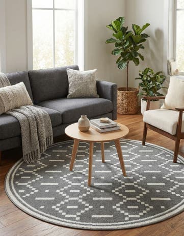 Gray Oslo Round Rug