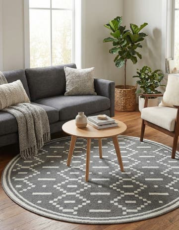 Gray Oslo Round Rug
