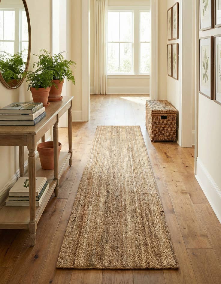 Detail image of  2' 7 x 16' 5  Hand Braided Jute Runner Rug