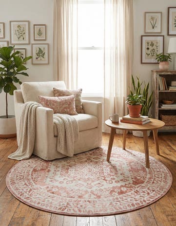 Pink Oxford Round Rug