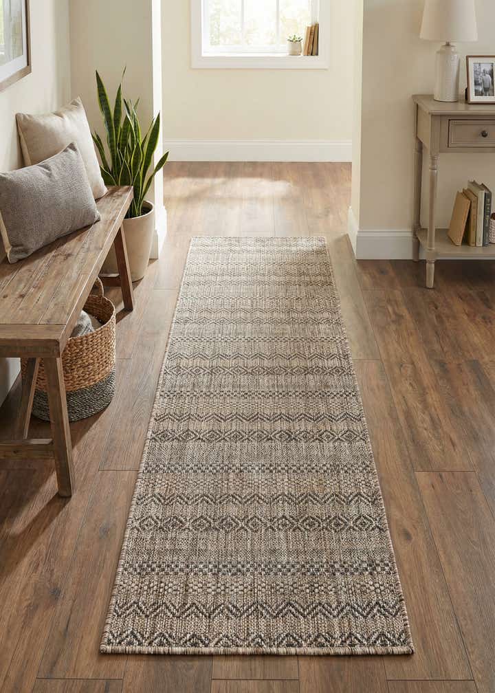 2' x 6' Easy-Clean Striped Indoor / Outdoor Runner Rug
