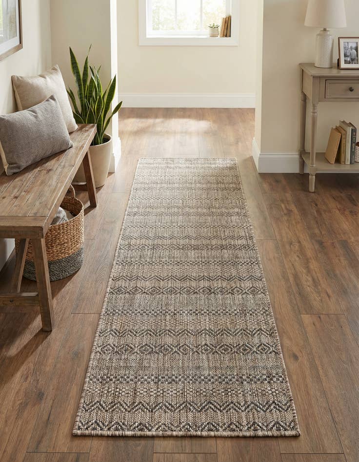 Detail image of 2' x 6'  Washable Striped Indoor / Outdoor Runner Rug