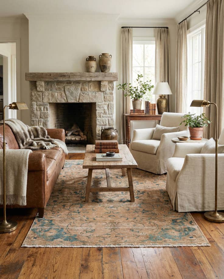 Detail image of 3' 9 x 7' Hand Knotted Ultra Vintage Persian Wool Rug